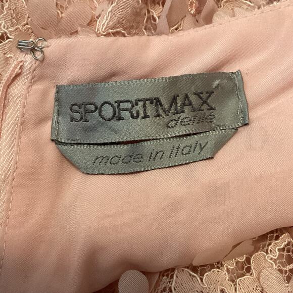 Sportmax Defile Pink 3 D Floral Appliqué Fit and Flare Formal Dress L -XL - Picture 9 of 12